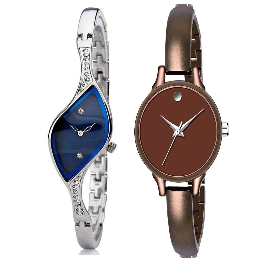 crispy Blue Oval & Brown Kada Stainless Steel Strap Watch for Women (B085227ZTZ) Amazon Price History, Amazon Price Tracker