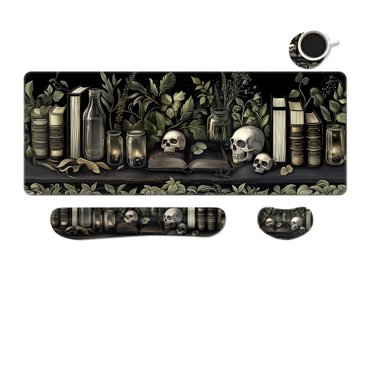 MIBITRI Keyboard Mouse Pad Set, Extended Gaming Mouse Pad+Ergonomics Keyboard Wrist Rest Support, Memory Foam, Easy Typing Pain Relief, 4Pcs XXL Ultra