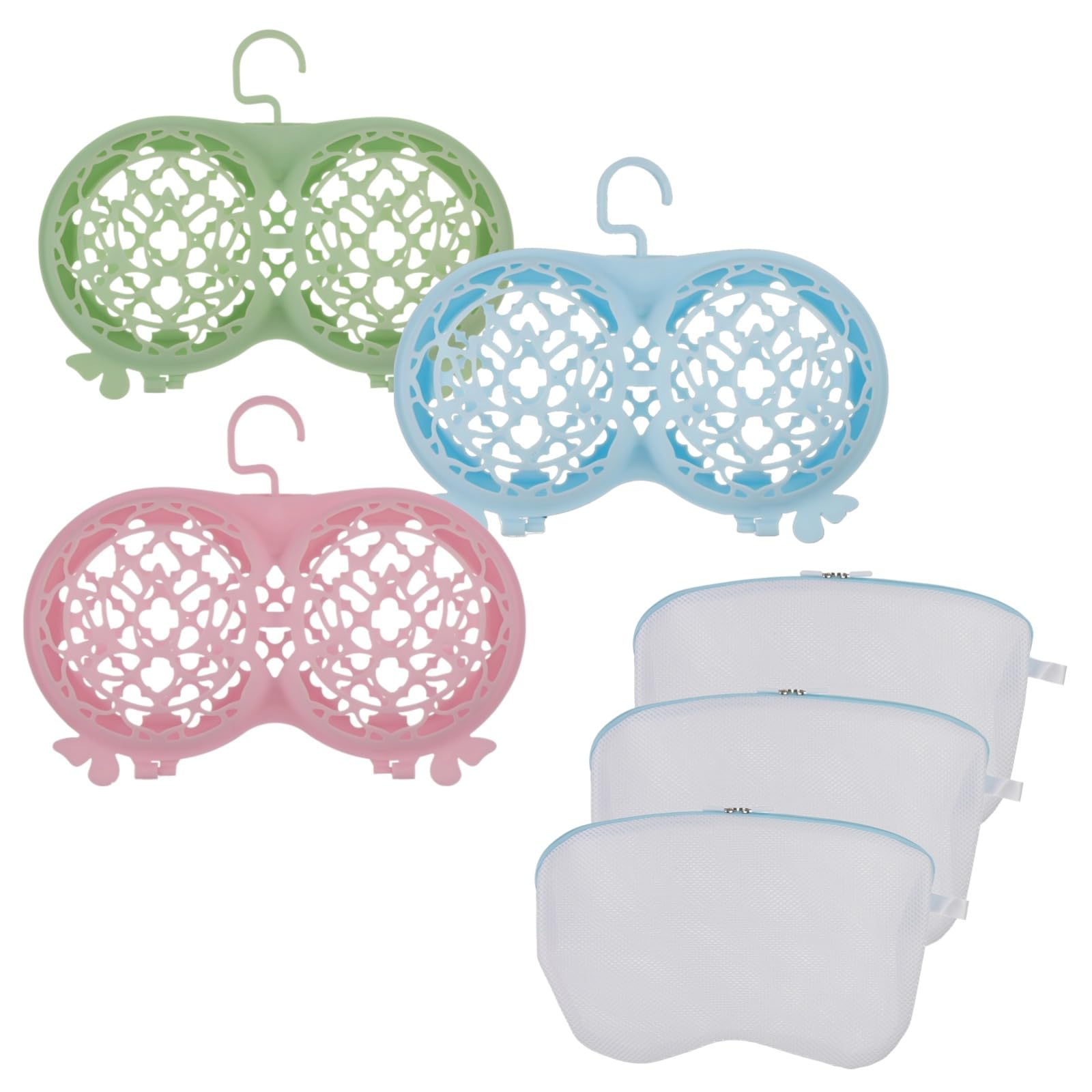 3 bolsas de lavado de brasier para lavandería, bolsas de lavandería de malla con marcos de lavado de lencería de plástico, protectores de brasier para ropa interior, calcetines y ropa delicada, ayudan
