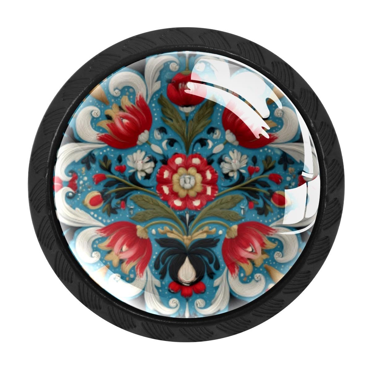 HEOEH 4 PCS Kitchen Cabinet Knobs, Boho Floral Drawer Knobs Dresser Handles