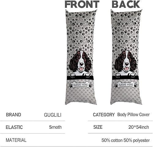 Miniatura 3 de Funda de almohada corporal con diseño de pata de perro, diseño de perro Doberman Pinscher con nombre de mascota, 20 x 54 pulgadas, diseño de dibujos