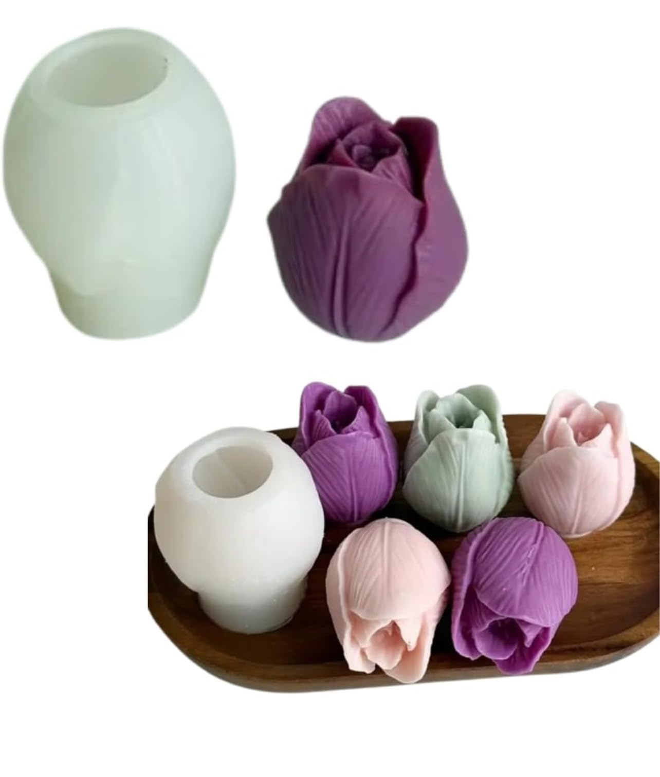 Tulip Bud Silicone Candle Mould, 3D Flower Shape, Food Grade, Non-Stick, 5.1cm x 4.4cm-image-36
