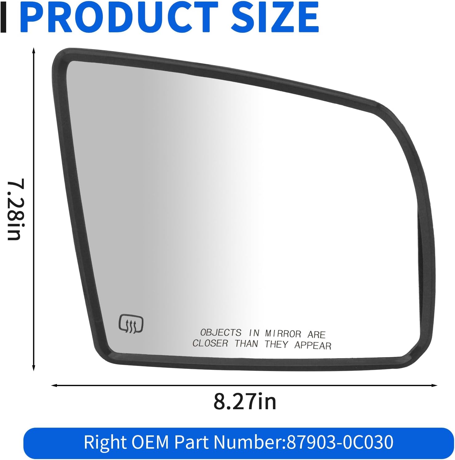 JINCHEN Right Passenger Side Mirror Glass Compatible with 2008-2017 Toyota Sequoia 2007-2020 Toyota Tundra, Heated Mirror Glass with Backing Plat 879030C030