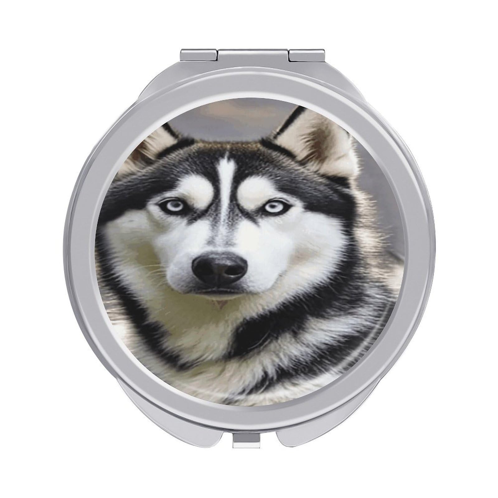 JTREHY Husky Dog Makeup Mirror Portable Folding Mirror Compact Travel Mirrors 2-Sided Round Pocket Mirrors Cute Handheld Beauty Mirror for Handbag Purse for Women Gift