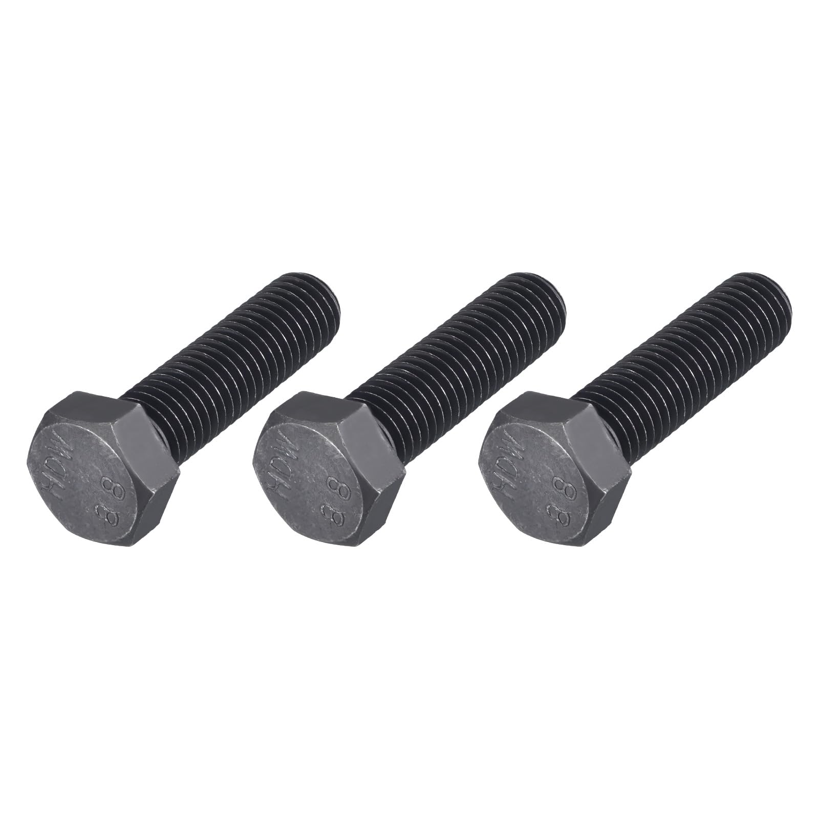 METALLIXITY Hex Bolts (M14-2x50mm) 3Pcs, 8.8 Grade Carbon Steel Fully Threaded Black Oxide