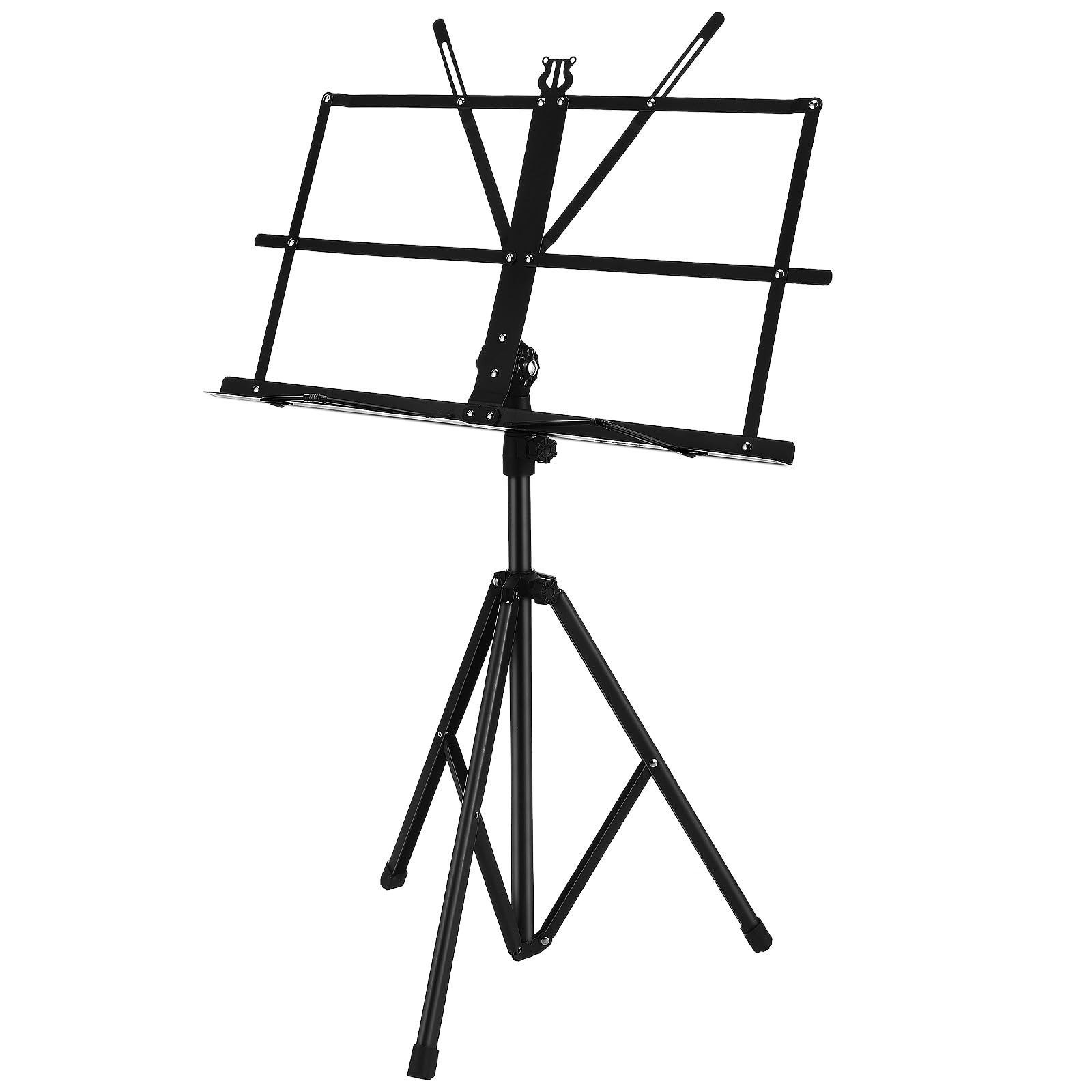 Leggio Musicale Robusto Nero Regolabile in Altezza Pieghevole | Ferro e Gomma Pp, 650-1350mm, Angolo Regolabile, per Pratica e Insegnamento