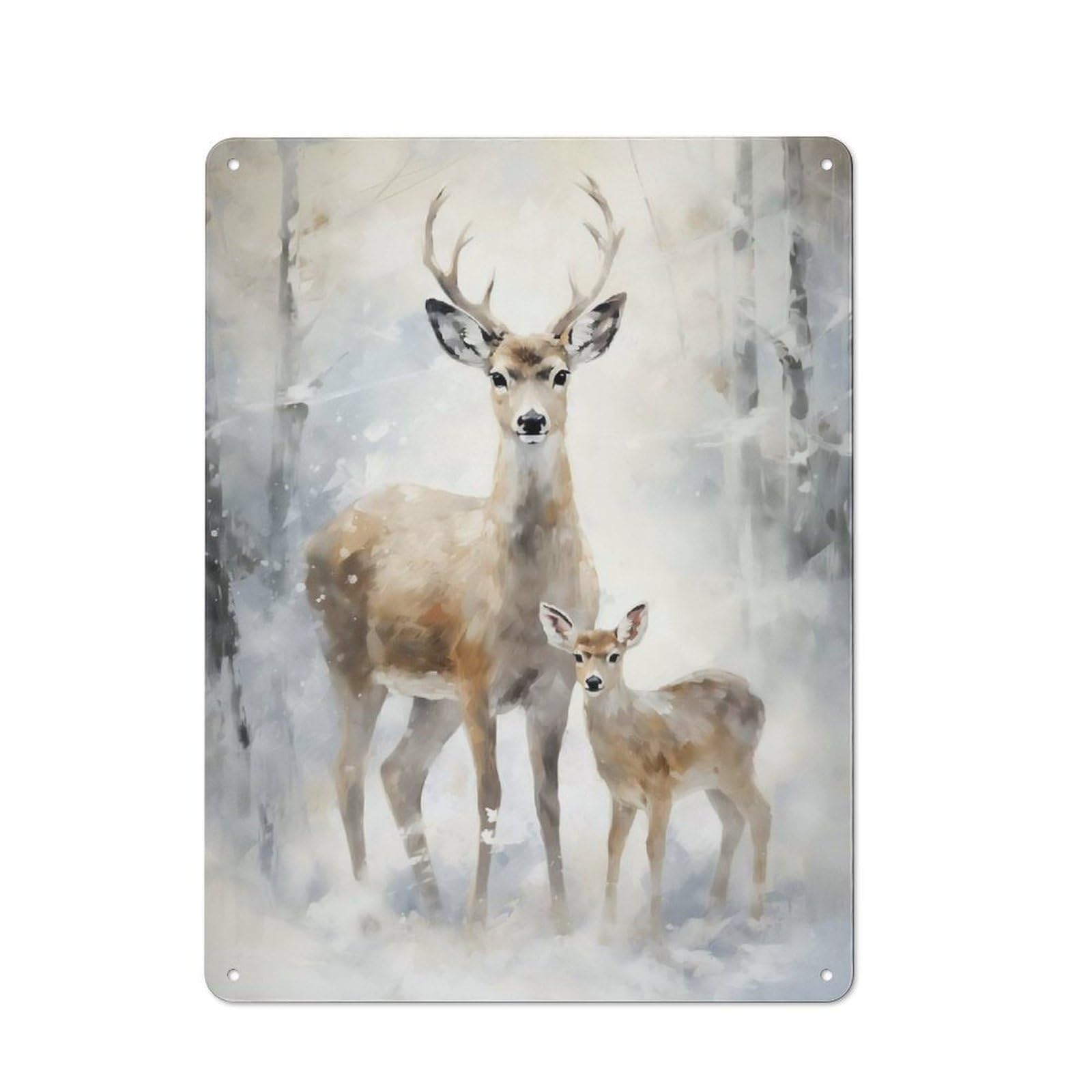 Junmoney Merry Xmas Deer Family Retro Tin Sign 40X30cm For Pub Or Café, For Collectors Building A Themed Wall Display