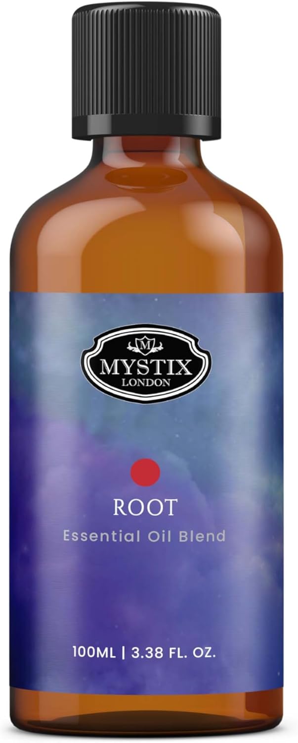 Mystix London | Root Chakra Pure & Natural Essential Oil Blend 100ml - for Diffusers, Aromatherapy & Massage Blends | Perfect as a Gift | Vegan, GMO Free