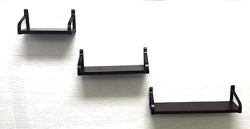 Miniatura 6 de DECOMIL Estantes flotantes montados en la pared, estantes de almacenamiento de pared de madera rústica, juego de 3 para cualquier espacio de pared