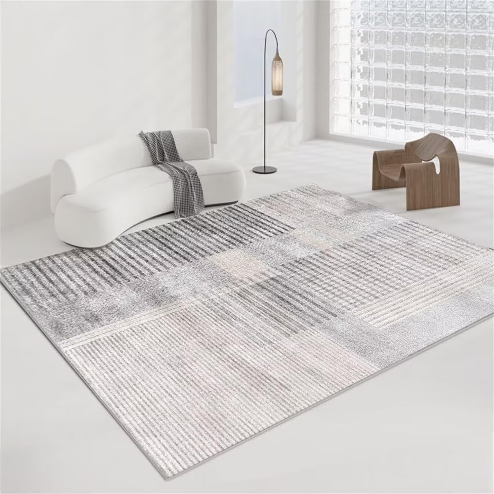 Tapis de salon gris 120x200cm, décoration maison durable au tissage ultra doux