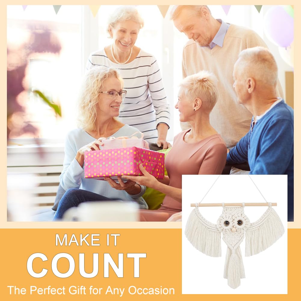BEUNITONE Makramee-Kits für Erwachsene - 2 Set Anfänger DIY Makramee Kit mit Anleitung, Baumwollseil Eule Dekoration für Wand und Flur