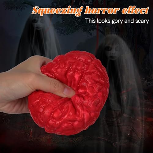 Miniatura 7 de Garneck Cerebro humano - Cerebro humano falso para fiesta de Halloween, decoración de casa embrujada de terror, bromas, accesorios de escenario