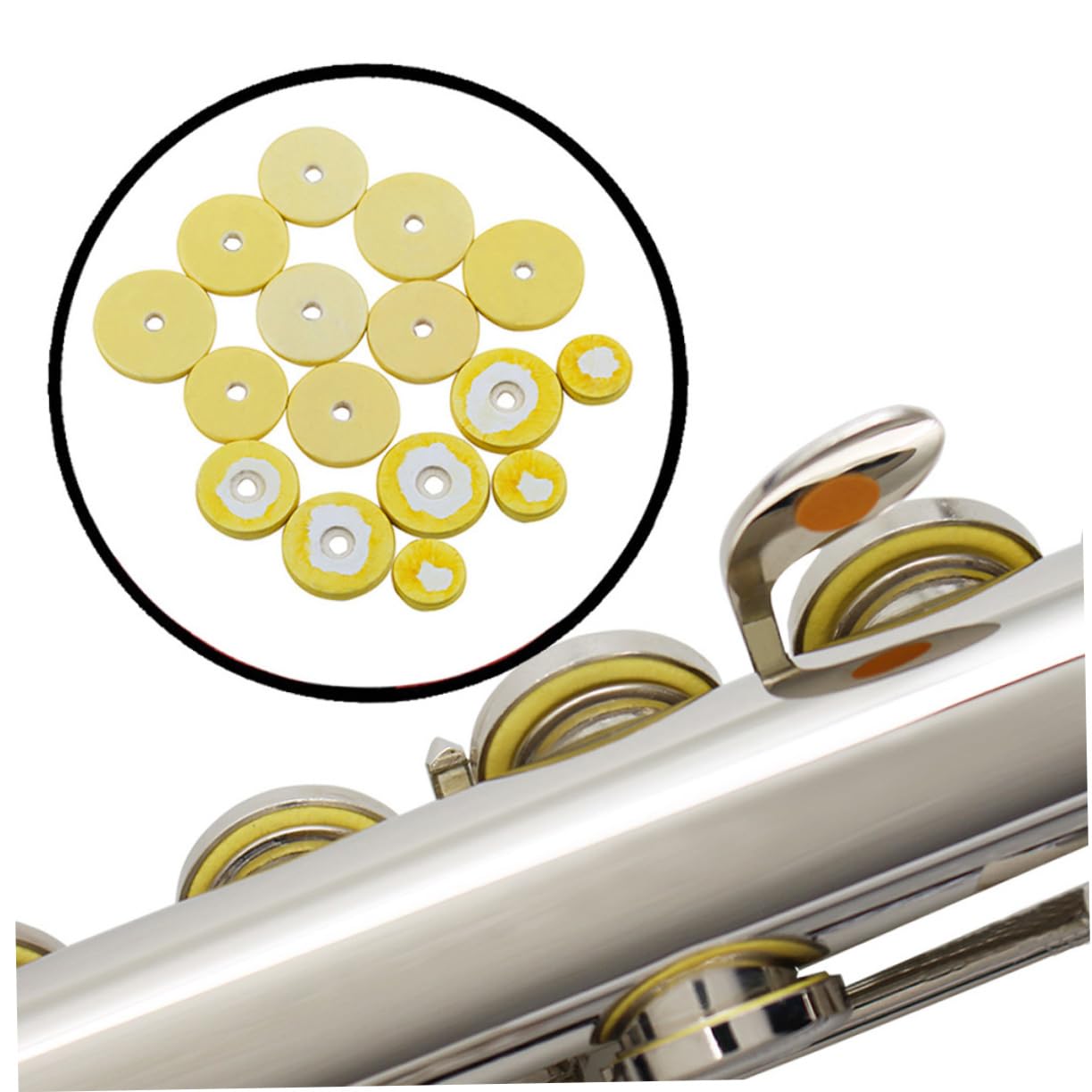 HEMOTON 16 in 1 Flute Pads Replacement Kit Open Hole Pad for Flute Maintenance (light Yellow)
