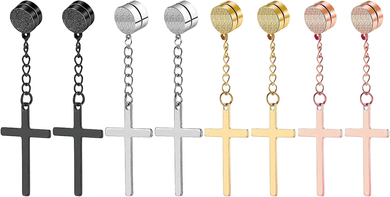 3 Pairs Magnetic Stud Earrings Clip on Earrings Non Piercing Cross Earrings