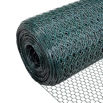 VOUNOT Rete Metallica Plastificata, Reti Recinzione per Pollame, Animali e Piante, Maglia Esagonale 13mm, 100cm x 25m, Verde