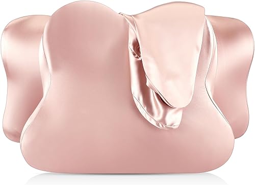Funda de almohada cervical para cuello (solo funda de almohada), funda de almohada de satén con cremallera, funda de almohada ergonómica de contorno