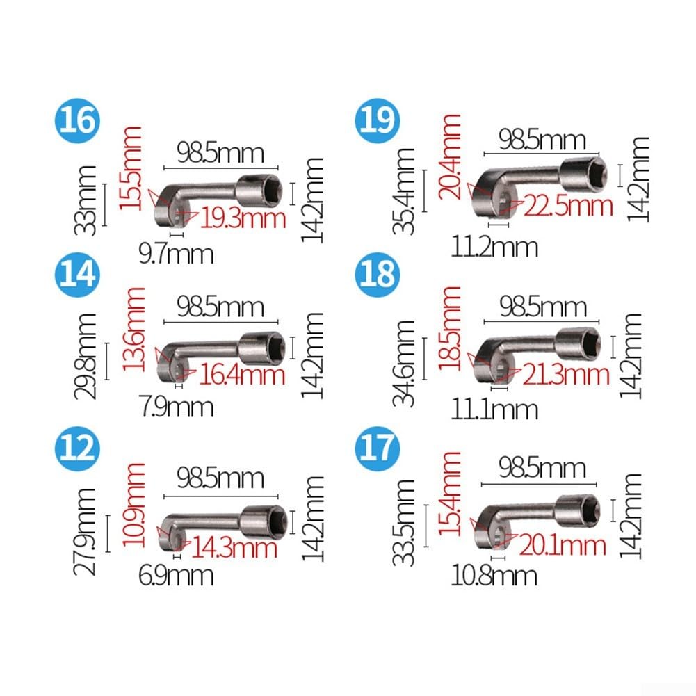 Set di chiavi a tubo per linea carburante diesel, chiave esagonale a estremità aperta, misura 12, 14, 16, 17, 18, 19 mm, strumento di rimozione smontaggio (19 mm)
