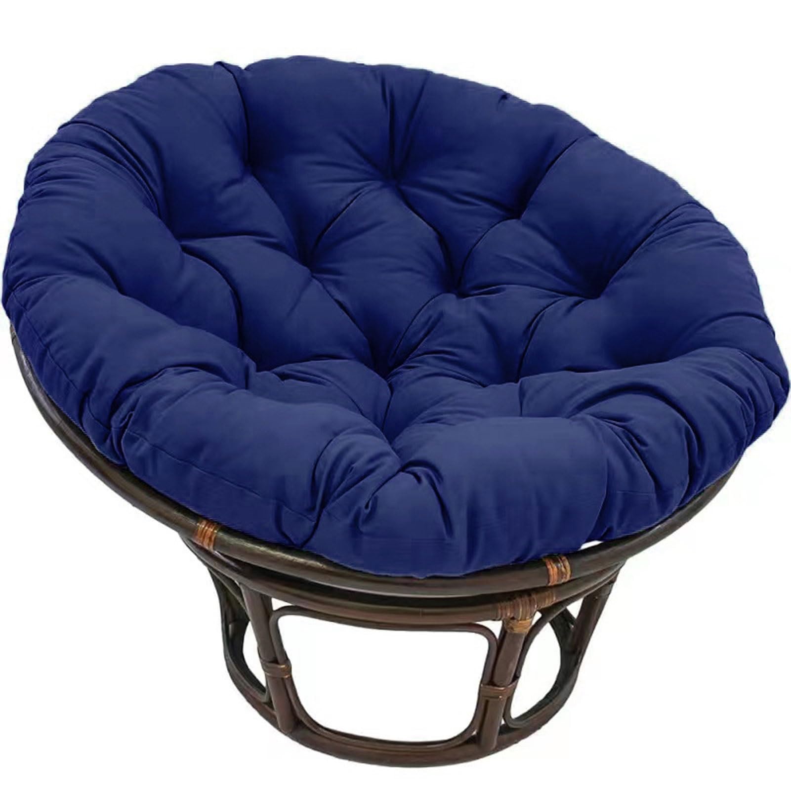 Yahbrra Cojín para Silla Papasan, Cojín Tapizado de Suelo para Silla Giratoria, Sillón Papasan Redondo, Sillón de Poliratán Diámetro 100 Cm y Grosor del Cojín 10-12 Cm (Color : Dark Blue, Size : 100