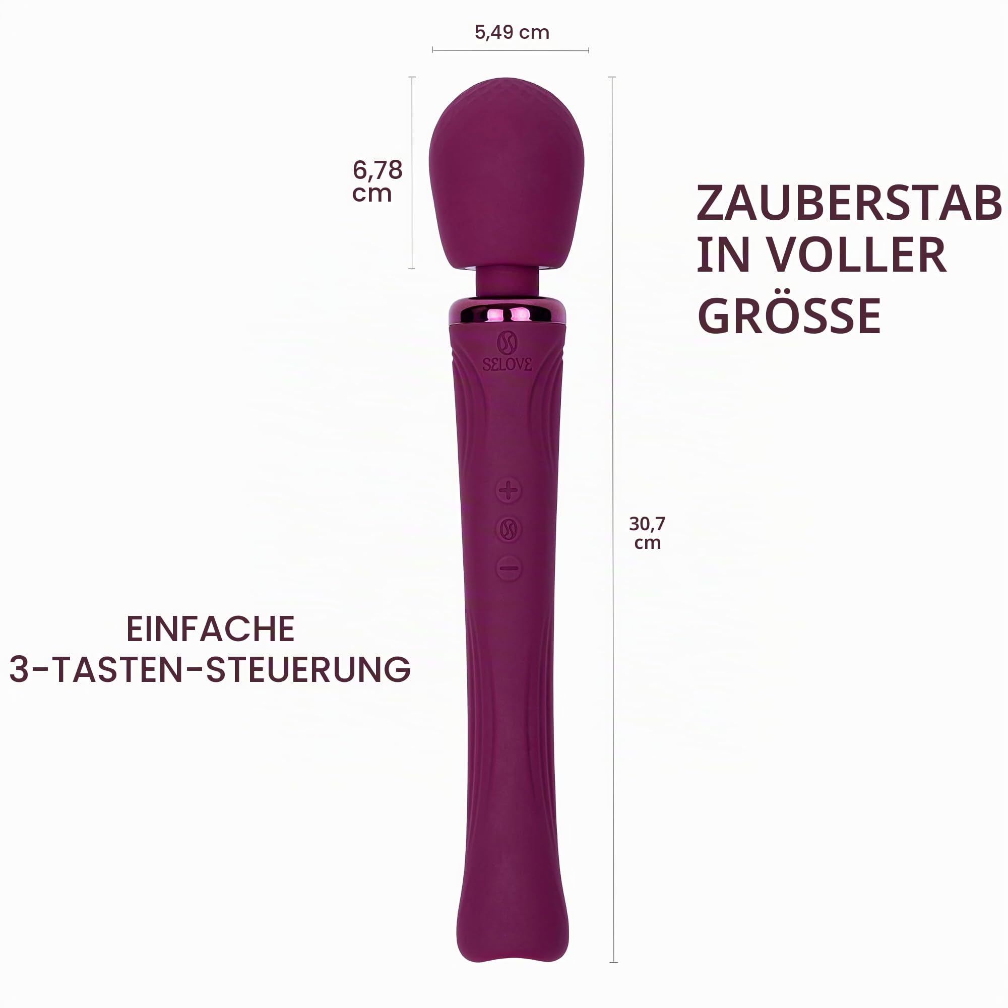 SELOVE Massagestab Vela Wand Vibrator – Leistungsstark, Flexibler Hals – Aufladbares Massagegerät für tiefe Ganzkörper- und Intimmassagen (Deep Purple)