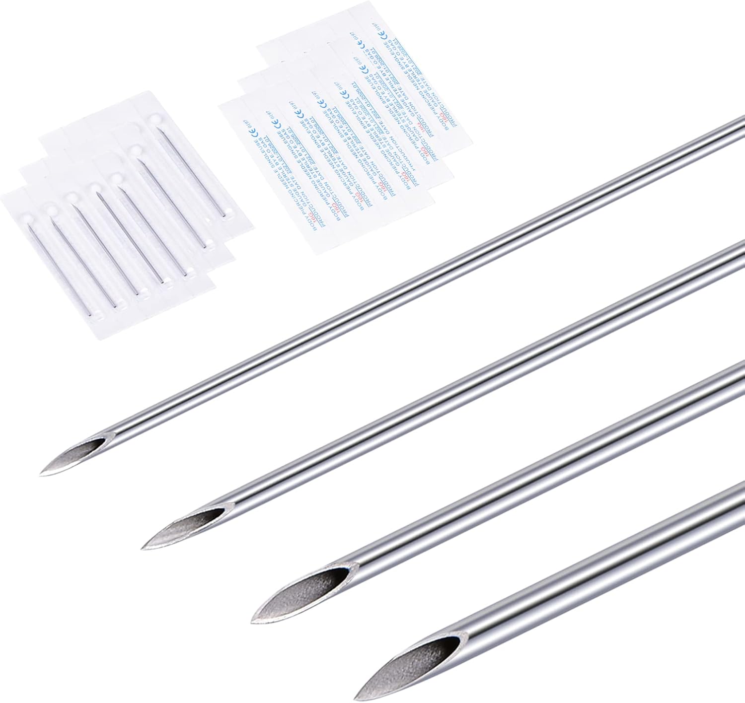 Niusiman 50PCS Mixed Body Piercing Needles, 12G 14G 16G 18G 20G