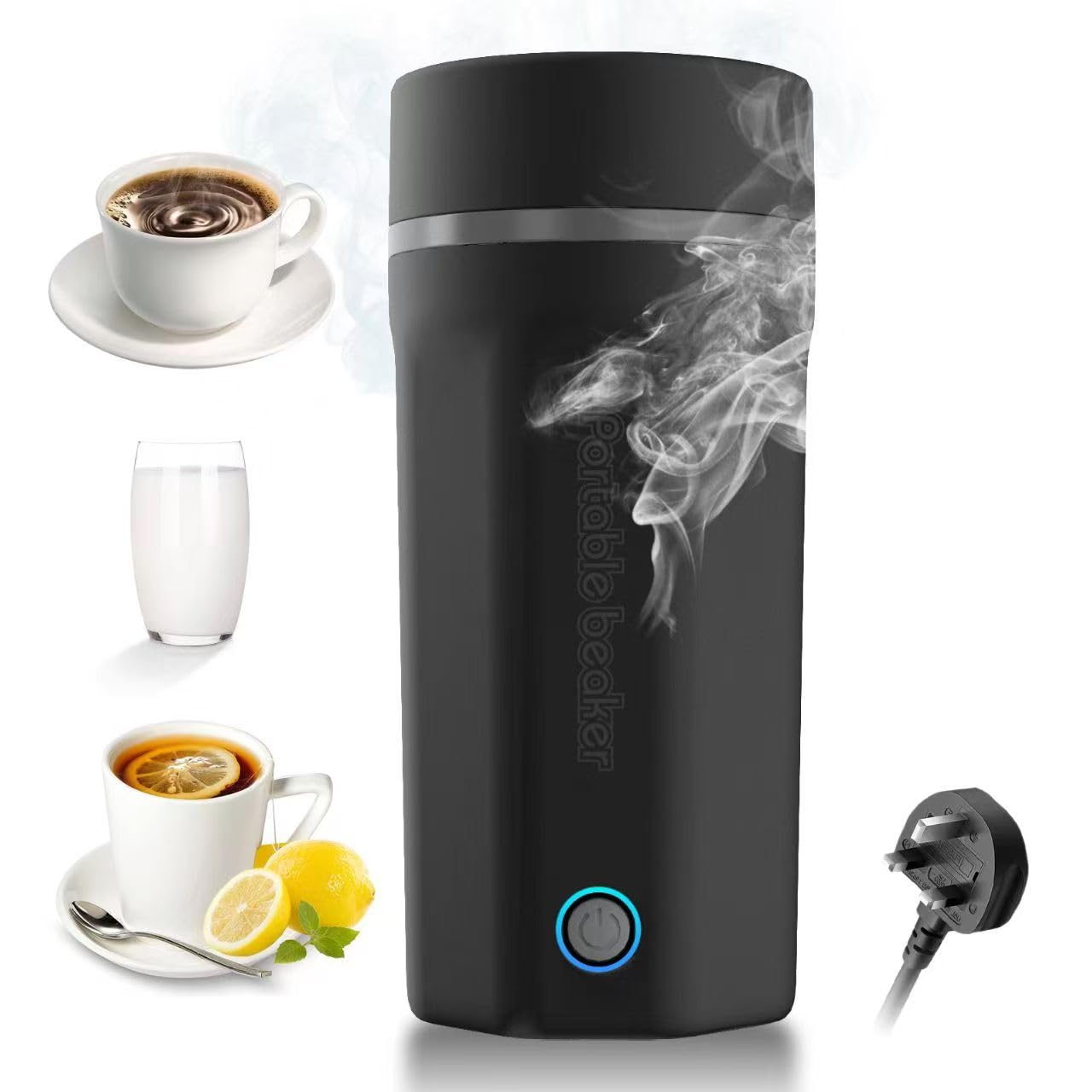Emooncn 500ML Portable Travel Kettle Fast Boil Quiet Small Kettle Stainless Steel Mini Electric Kettle Auto Shut Off Travel Tea Kettles (Stainless Steel Black travel kettle)