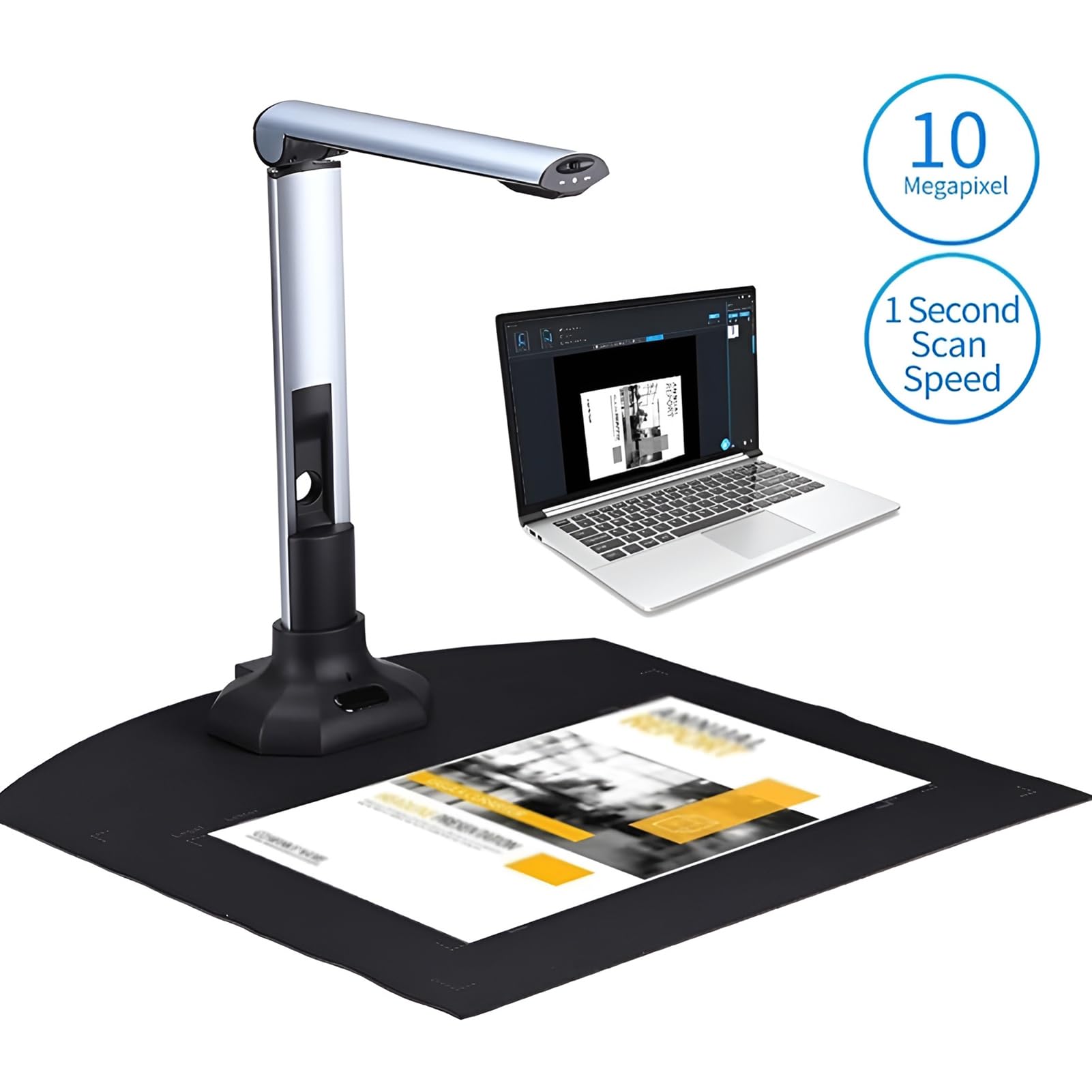 Scanner portatile HD per documenti, 10 MP, autofocus, formato A4 veloce e scanner per libri, per ufficio, scuola, casa, banca