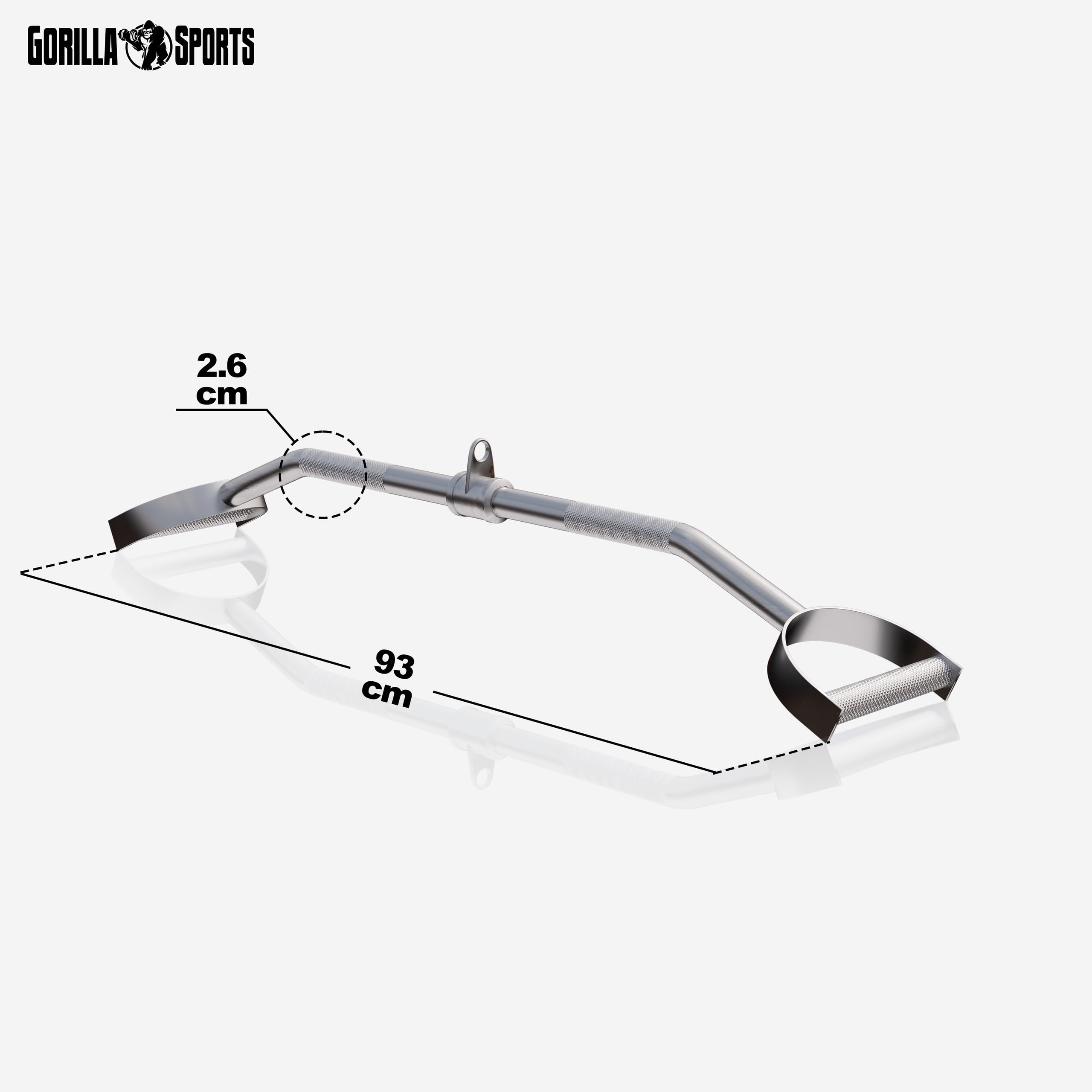 Gorilla Sports® Barre De Tirage - Antidérapante, Rotative, Droite, Longueur 93 cm, Max. 200 kg, Chromée - Barre à Dorsaux, pour Poulie, Dorsale, pour Biceps, Triceps, Fitness, Gym