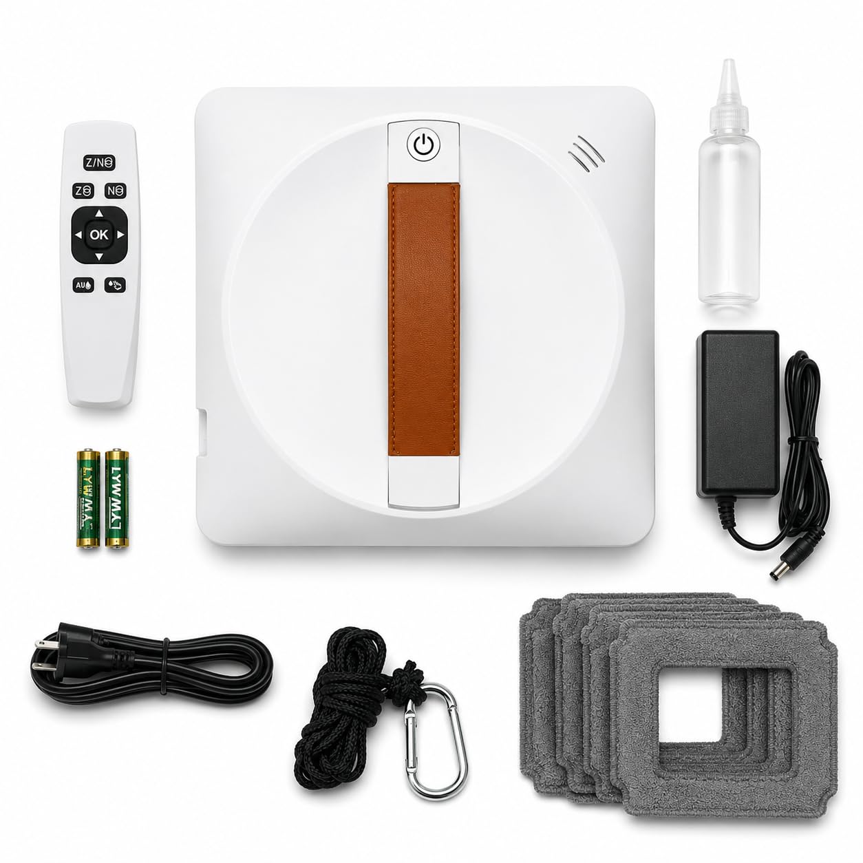 Cia&Co Robot Limpiacristales Automático con App y Mando, Doble Pulverización, 2500 Pa, 3 Modos Z/N, UPS de Respaldo 30 Min y Cuerda de Seguridad para Ventanas y Espejos