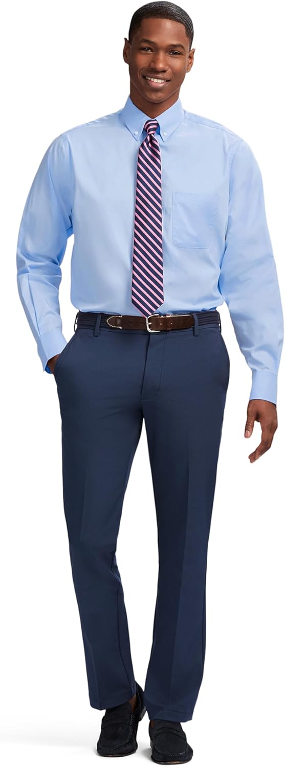 Izod Mens Dress Shirt Classic Fit Pinpoint Oxford Long Sleeve All Over Stretch Button Down Collar - Image 3