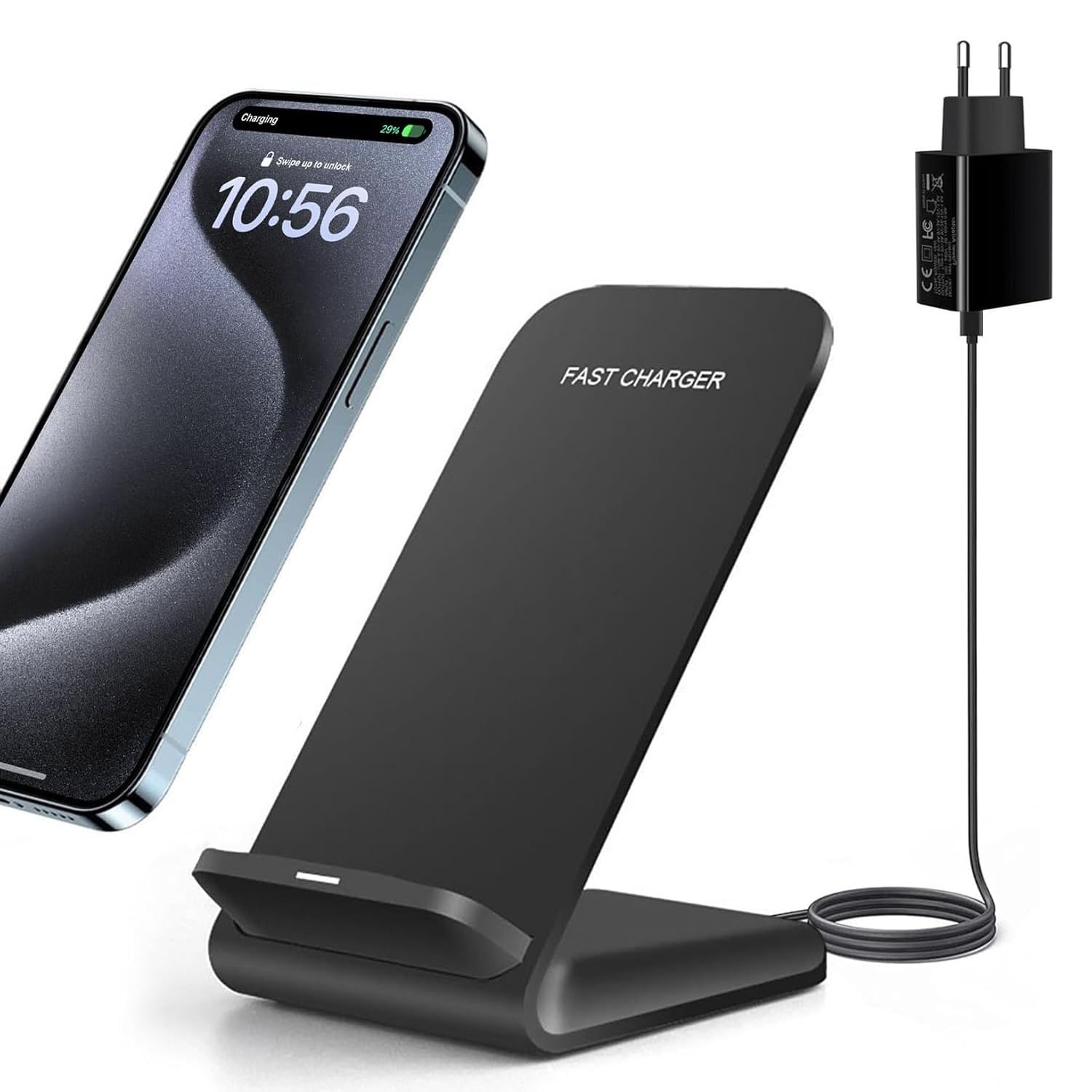 Caricatore a induzione, caricatore senza fili rapido da 20 W, stazione di ricarica per iPhone 17 Pro Max/16 Pro/15/14 Plus/13/12/11/XR/XS,Samsung Galaxy S25/S24/S23/S22/S21/S20,Note20/10, nero con
