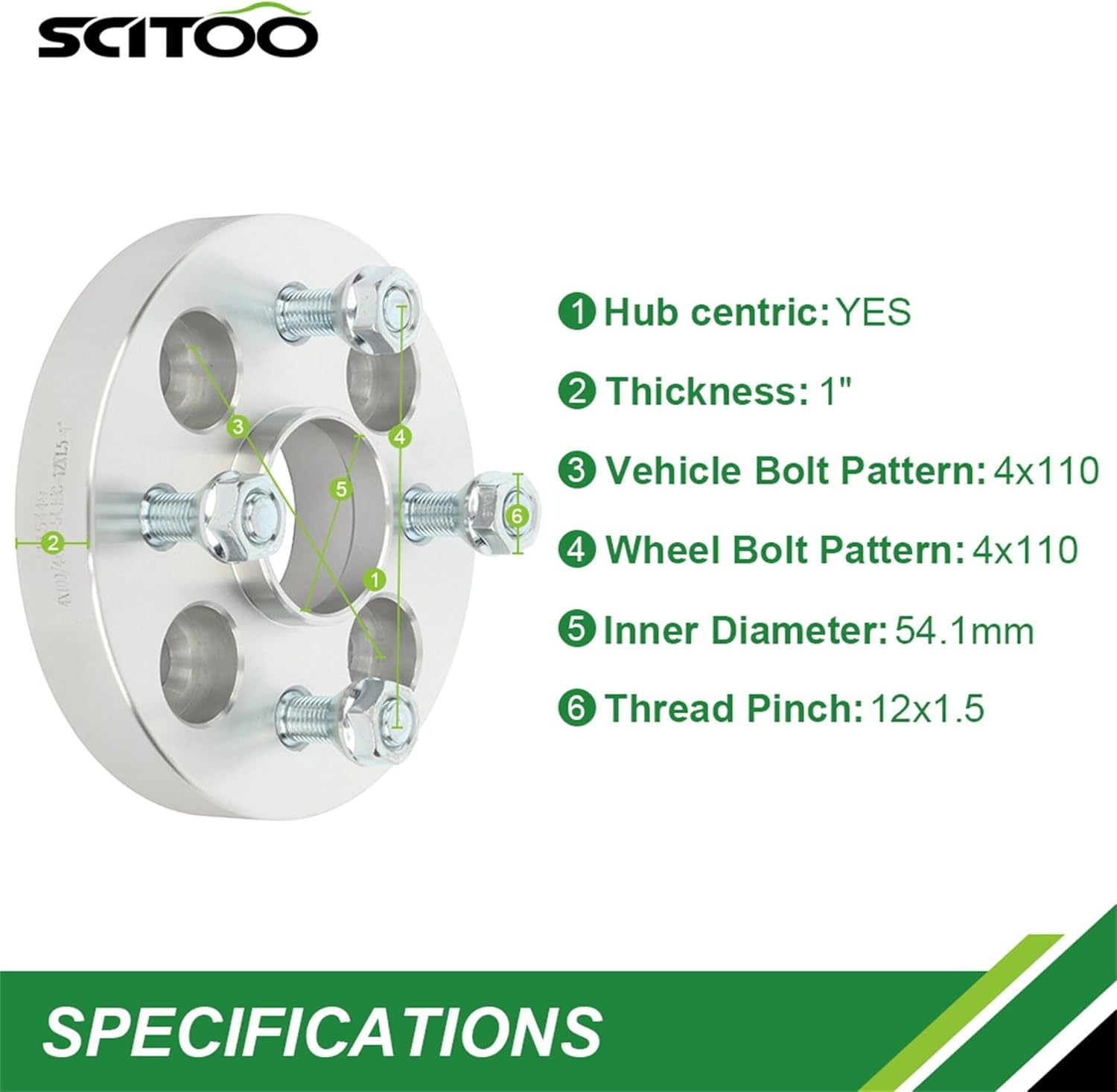 SCITOO 4Pcs 4x100 Wheel Spacers 1 inch Thread Pitch 12x1.5 Hub Bore 54.1mm 4 Lug Wheel Spacers Fit for 124 Spider Escort Rio Spectra Sephia MX-5 Miata 2 Miata Protege iA iQ xB xA