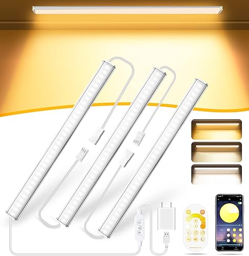 Miniatura 8 de Daymeet Luces para debajo del gabinete enchufables, iluminación ultra fina con sensor de movimiento de 12 pulgadas, 3 temperaturas de color, 3500 K,