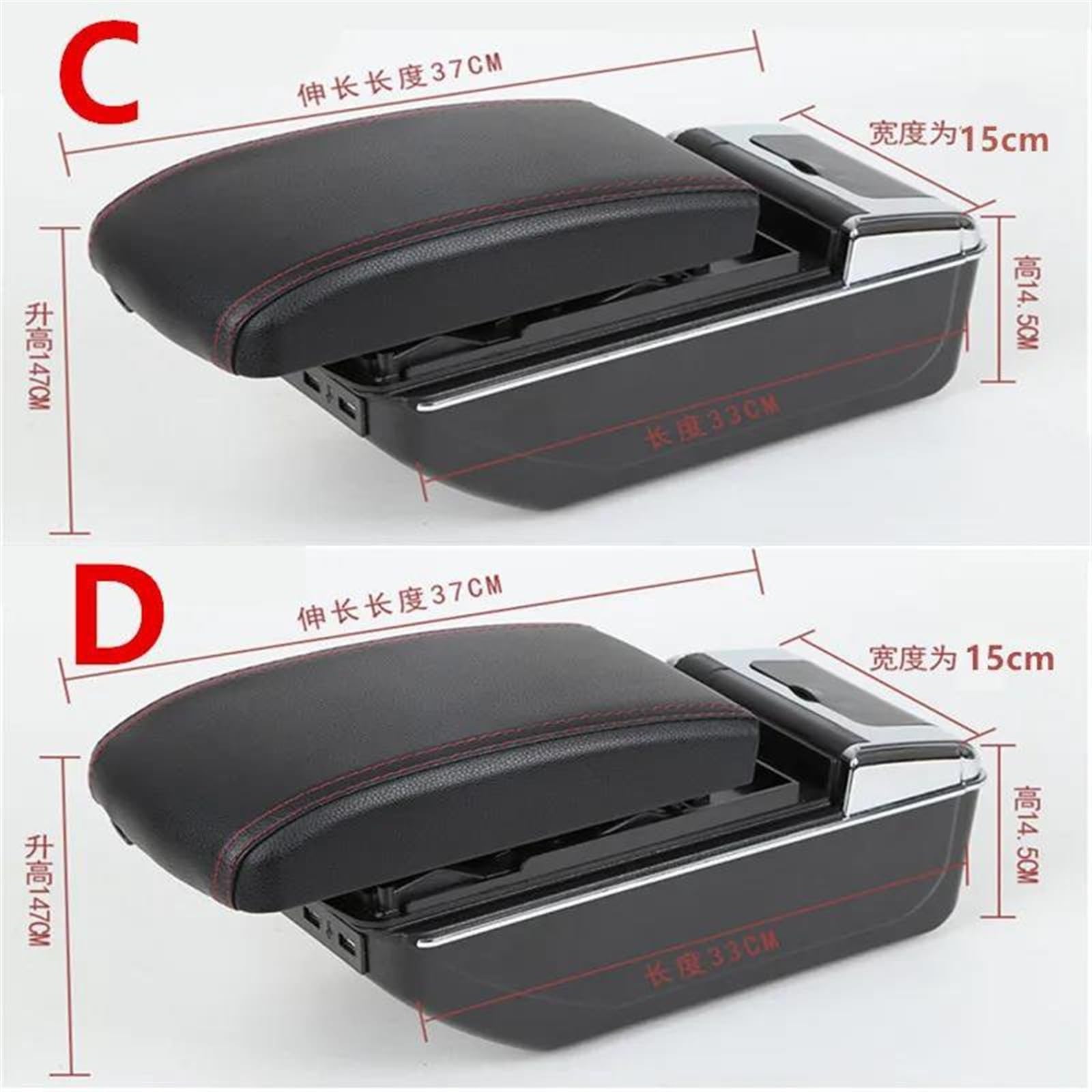 Scatola Bracciolo Con Supporto Multifunzionale Cuscino In PU Accessori Per La Modifica Degli Interni Dell'auto Per TT Coupé Consolle centrale(D black line 7USB)