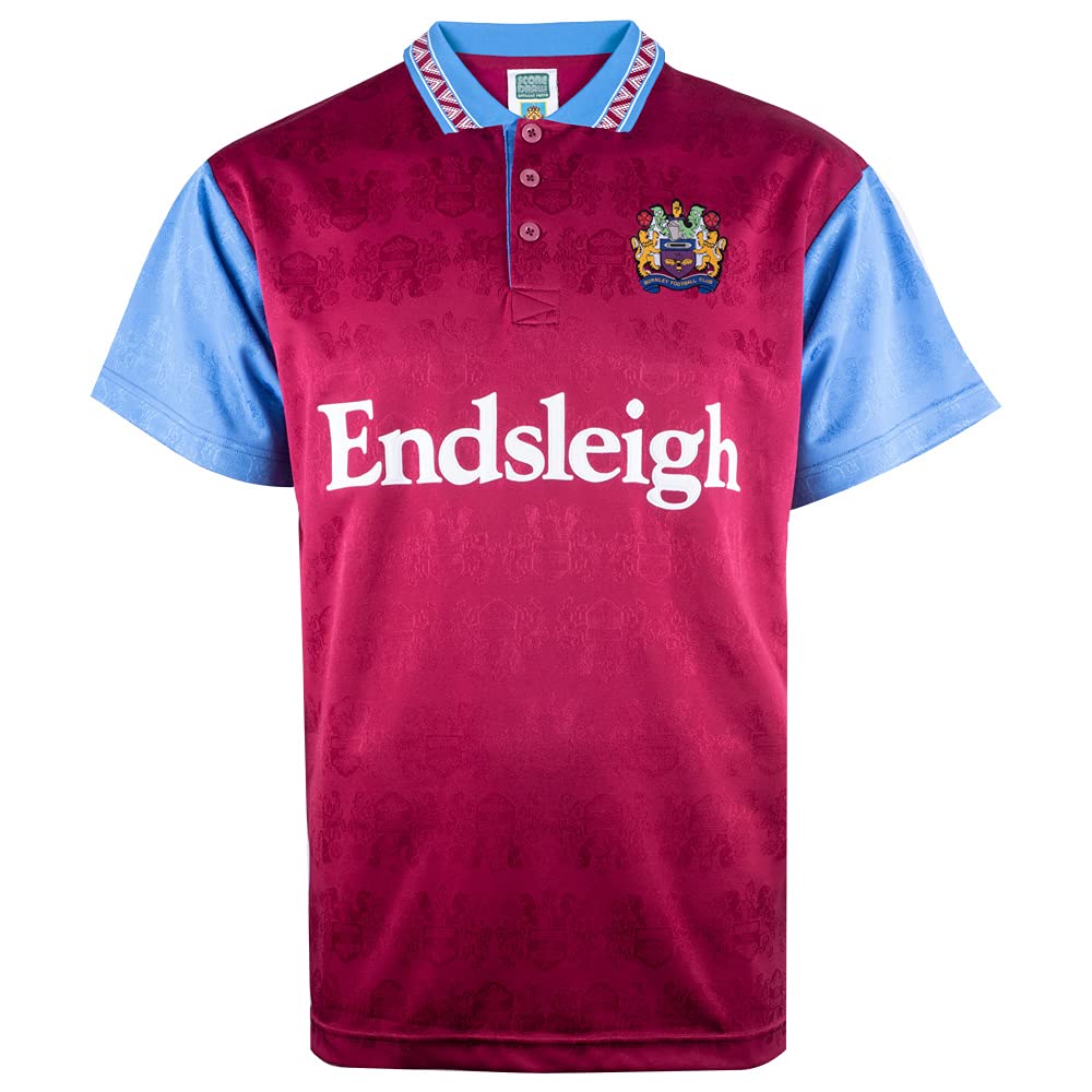 Score Draw Burnley 1994 Retro Football Shirt Claret/Sky Large Polyester