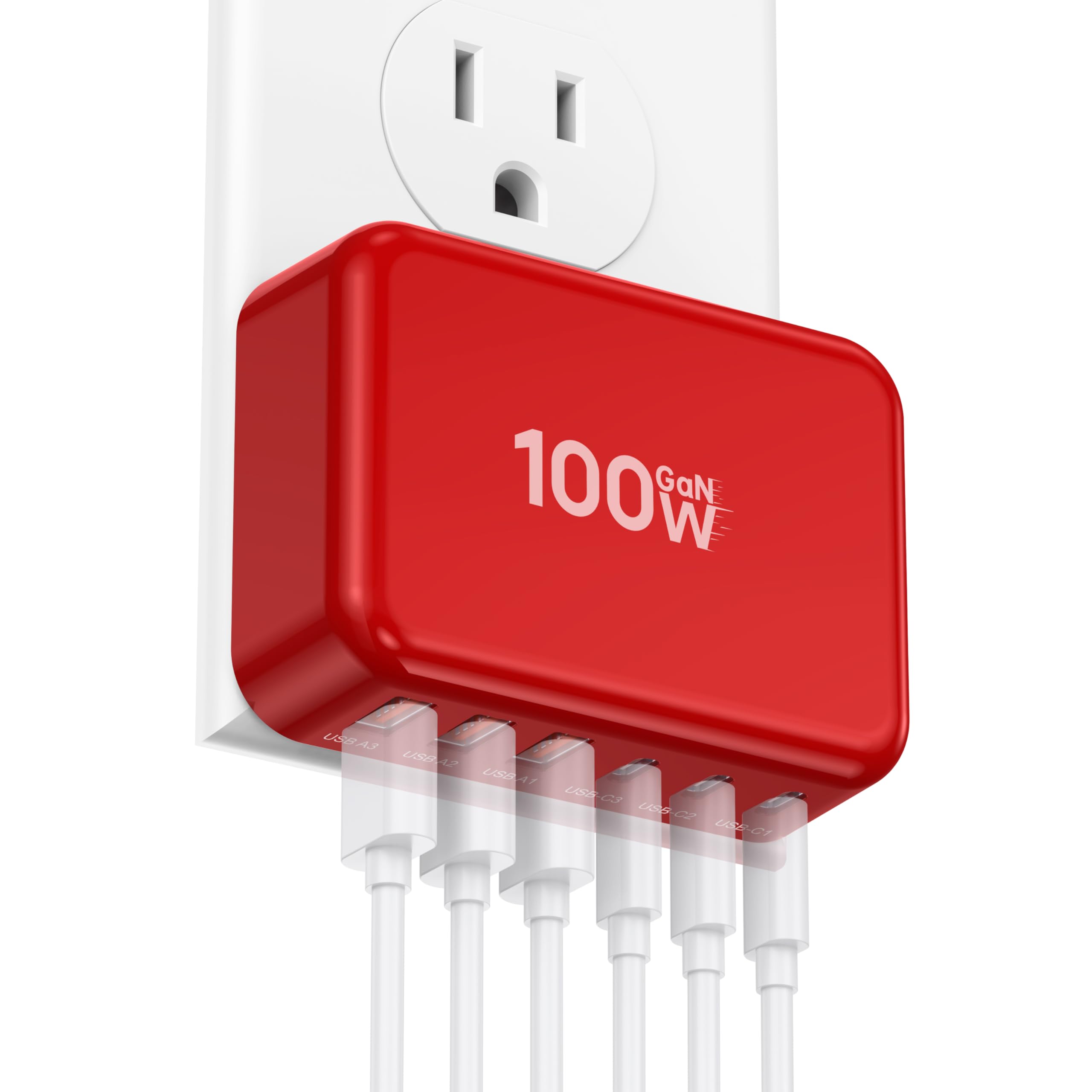 Fast Charger Block,100W 6 Port Charger Station Hub Cube,USB C Charger Block