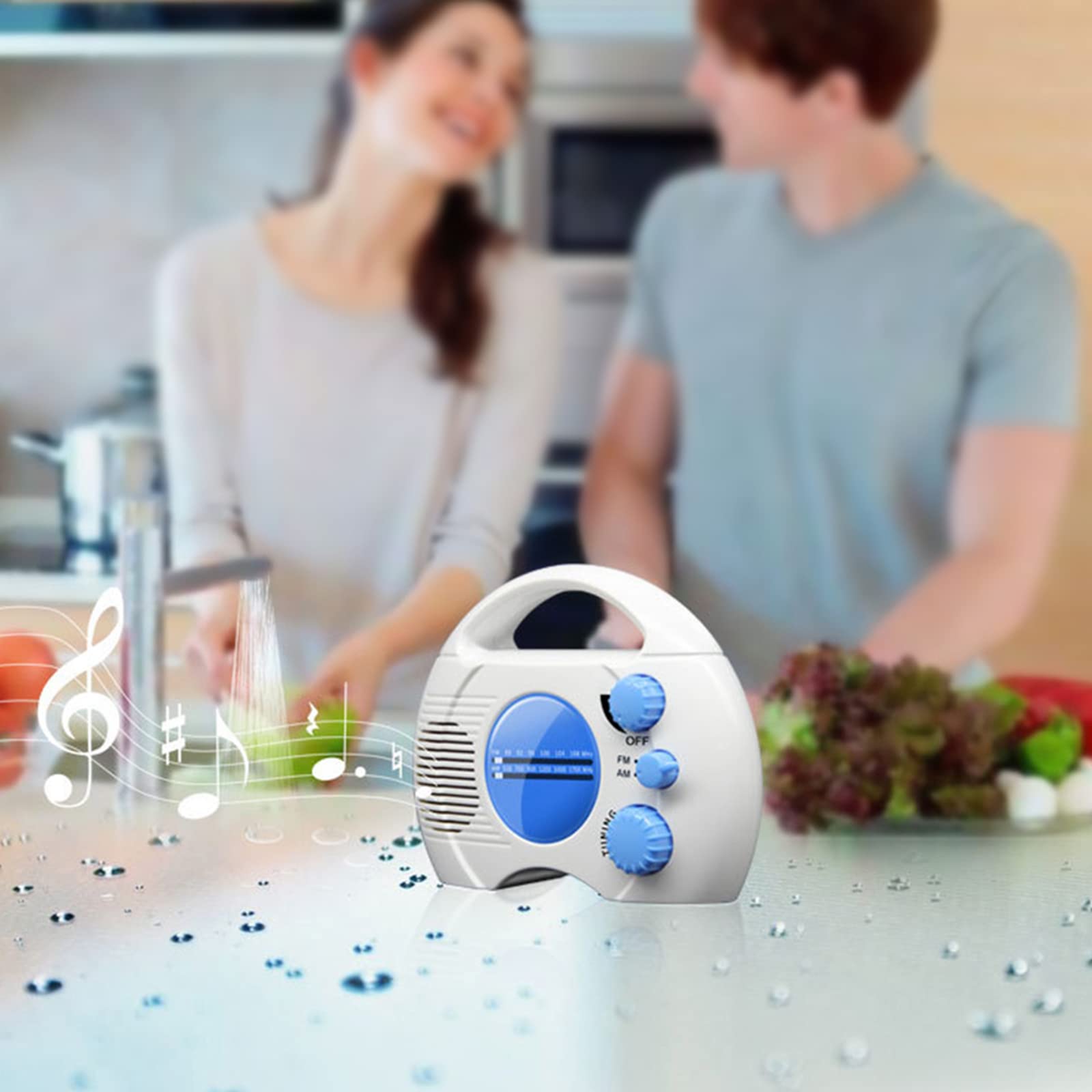 Radio de Douche étanche, Portable à Suspendre avec Radio AM/FM, pour Salle de Bain, Cuisine, Utilisation en extérieur