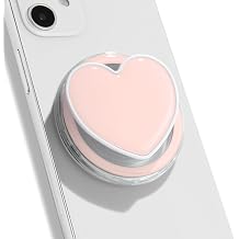 OnTheGrip Cute Solid Macaron Color Heart Shape Collapsible Mobile Phone Grip Stand Holder for Smartphone Tablet Cell Phone Accessory Pink