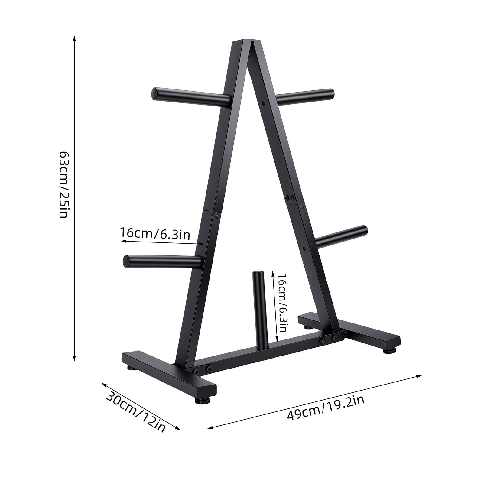 Weight Plate Storage Rack, 300 Lbs Capacity | Trwała stalowa konstrukcja, oszczędność miejsca, łatwa organizacja, trójkątny kształt