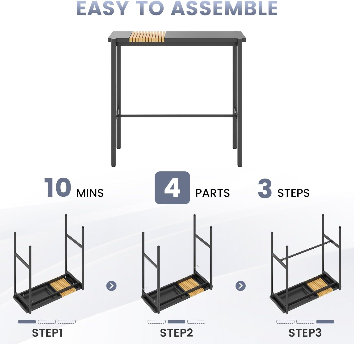 Sundale Outdoor Bar Table, Rectangle Patio Bar Height Counter Console Table with Weather Resistant Waterproof Top, Outdoor Furniture for Garden, Yard, Balcony, Poolside