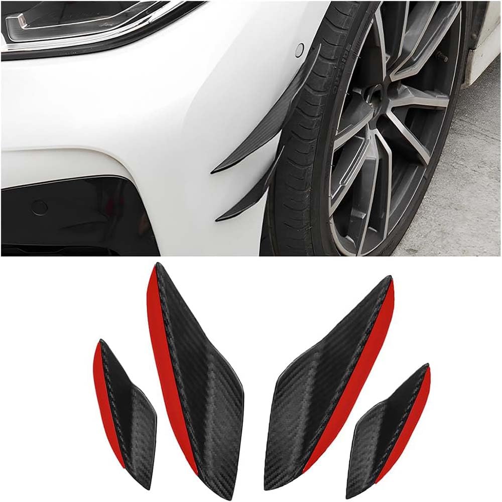 Erweicet 4 PCS Universal Car Front Bumper Lip Splitter, Car Spoiler Canards Kit for Car Decoration Strip Exterior Accessories