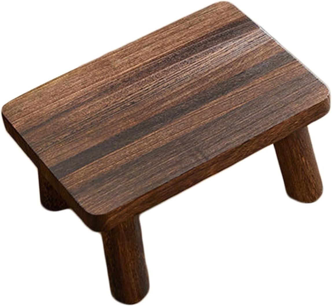 Amosfun Solid Wood Stool for Adults Boys and Girls Multi-Purpose Small Bench Chic Decor