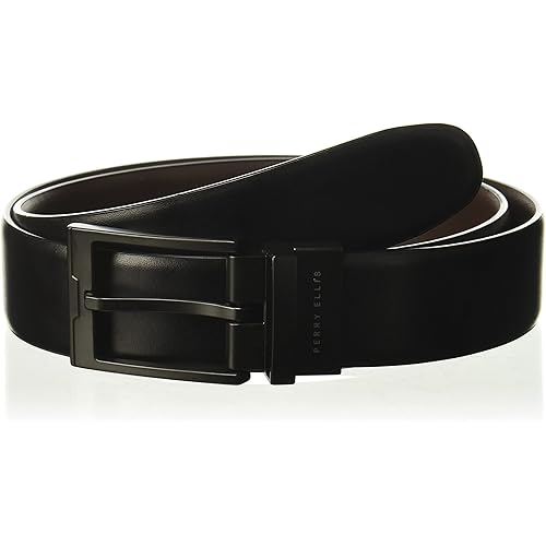 Perry Ellis Portfolio Men's Black Matte Buckle Big and Tall Belt