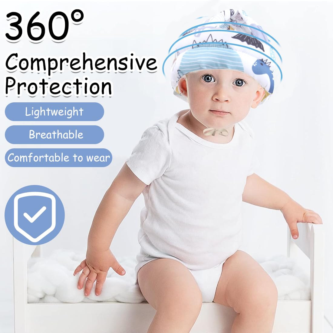 Un protège-tête pour bébé, un casque de protection et antichoc pour bébé, un casque antichute pour bébé, en coton ajustable et respirant.un chapeau de protection pour enfant,