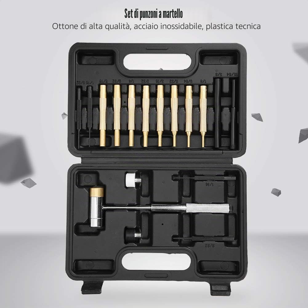 Set di punzoni con custodia, set di punzoni, ottone, strumento di manutenzione per attrezzi da armaiolo in acciaio inossidabile, punzoni per spilli, per manutenzione di armi da fuoco