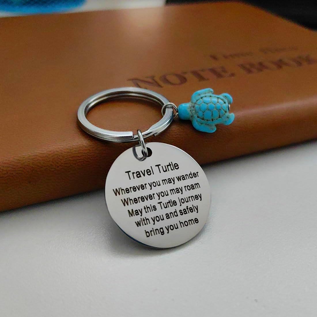 Meimimix Travel Turtle Keychain Wherever You May Wander Good Luck