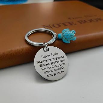 Portachiavi A Forma Di Tartaruga BESPMOSP – Portafortuna Per Viaggiatori Con Messaggio Inciso, Regalo Unisex - 2