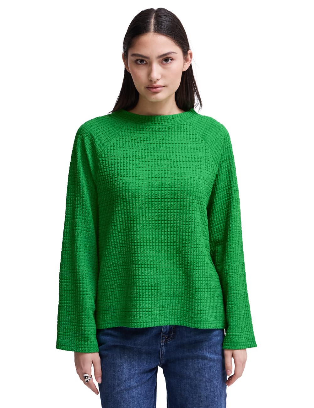 Street One Studio Shirt with Vertical Structure, Vivid Green, 16