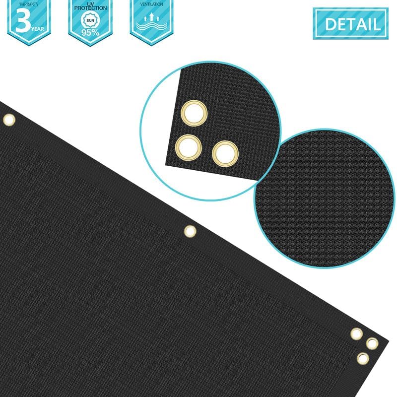 Miniatura 5 de COARBOR Pantalla de privacidad para valla negra de 5 x 40 pies, con fijaciones y ojales, resistente para uso comercial y residencial, bloqueo del