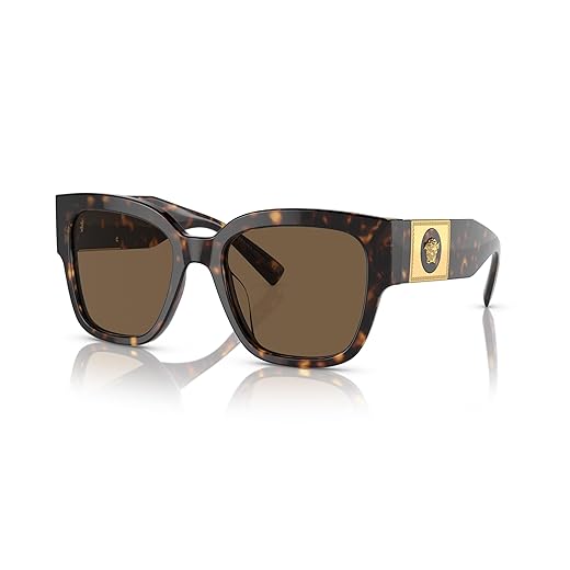 Versace VE 4437U 108/73 Havana Óculos de sol quadrados de plástico lente marrom