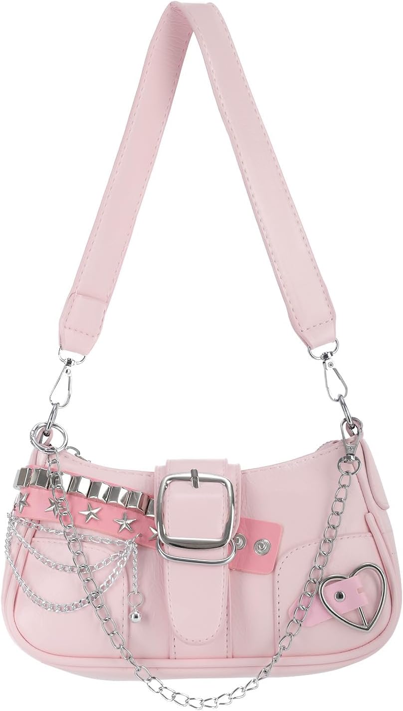 GOKTOW Y2k Shoulder Bag -Goth & Punk Mini PU Leather Purse for Women